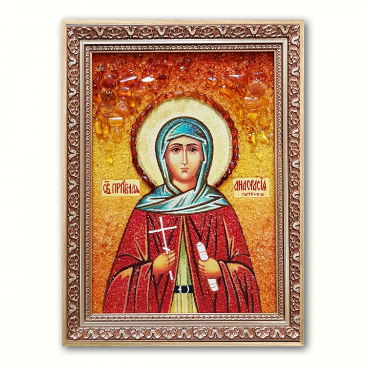 Ікона Свята Анастасія Патрикія з бурштину