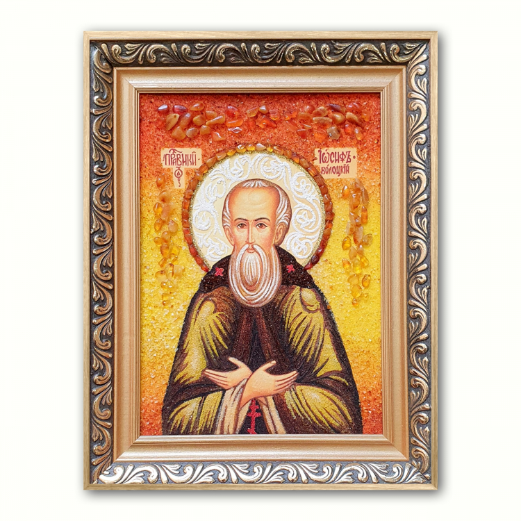 Ікона Йосип Волоцький з бурштину