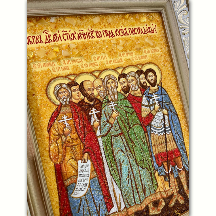 Ікона Дев'ять мучеників Кизических з бурштину