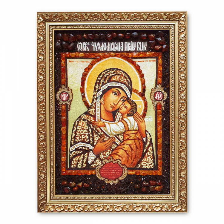 Ікона Чухломська (Галичська) з бурштину