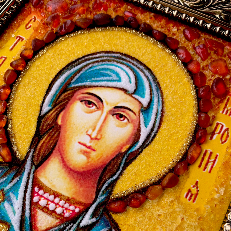 Ікона Міропія Хіоська з бурштину