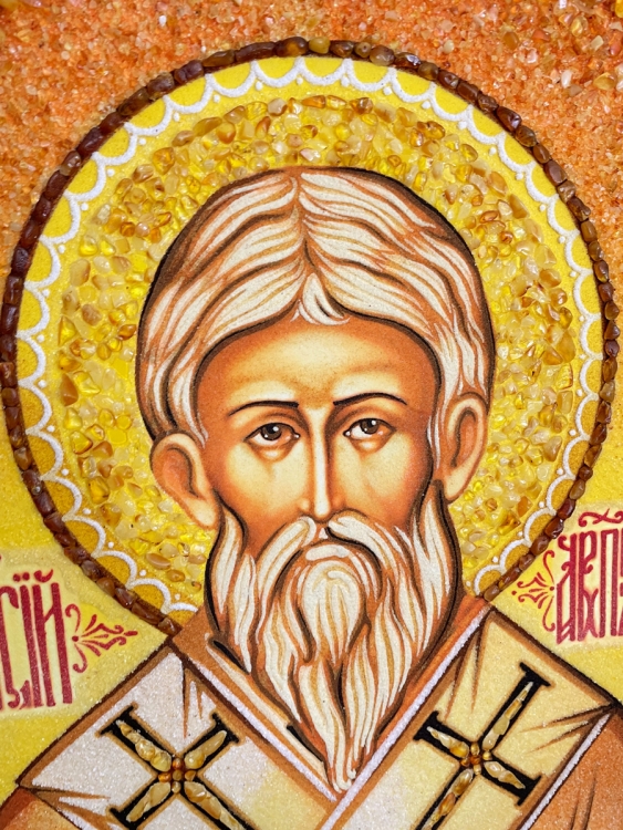 Ікона Святитель Тарасій Константинопольський з бурштину