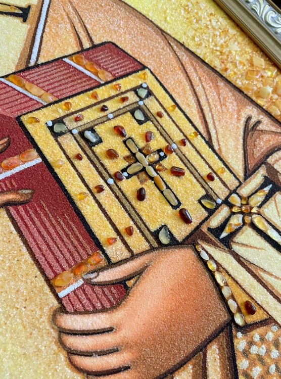 Ікона Святитель Тарасій Константинопольський з бурштину