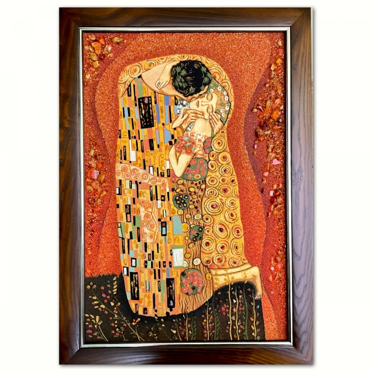 Картина Поцілунок Густав Клімт – частина картини з бурштину