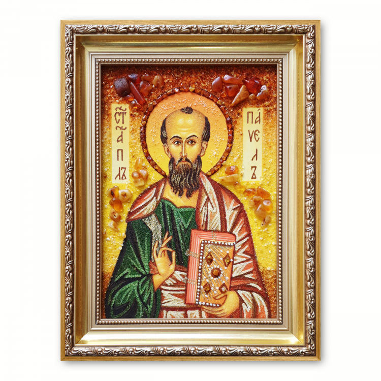 Ікона Святий Павло з бурштину