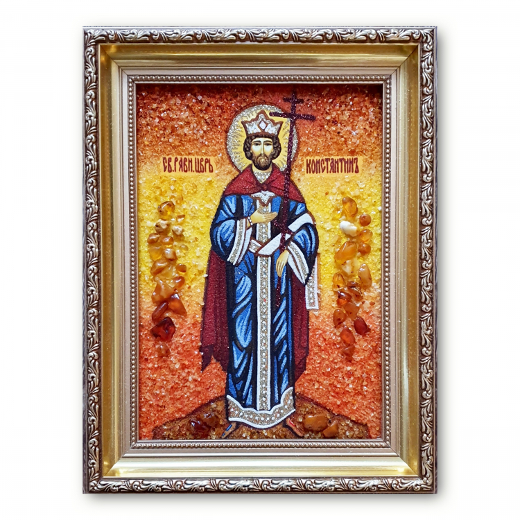 Ікона Святий Константин з бурштину