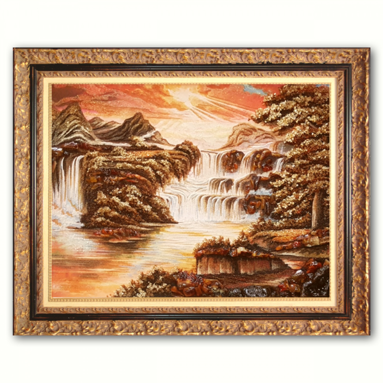 Пейзаж - Захід сонця  в горах з бурштину