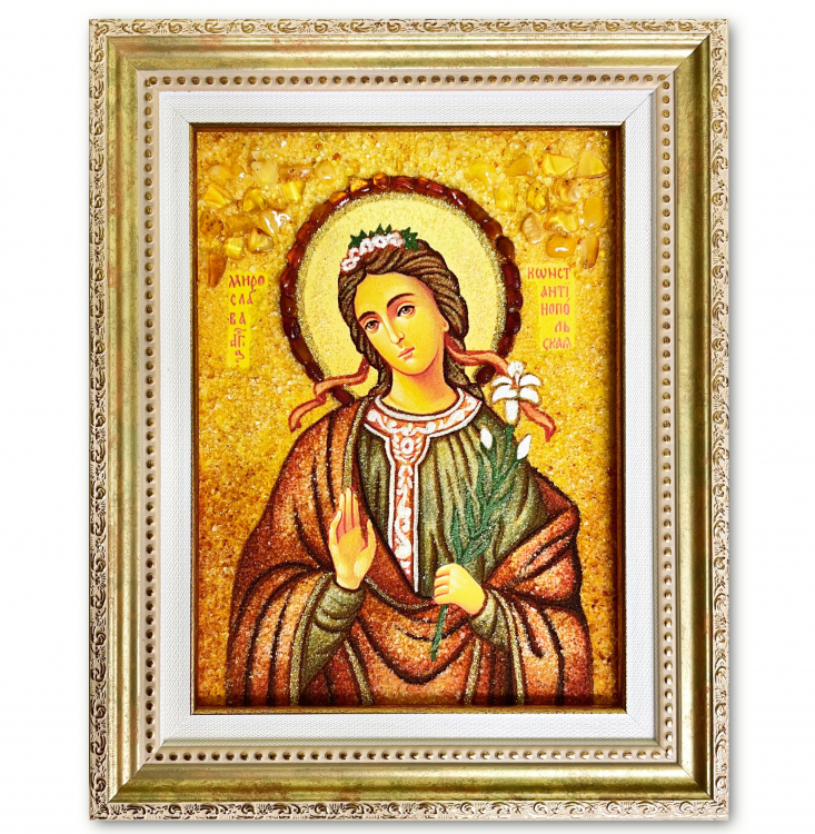 Ікона Мирослава з бурштину