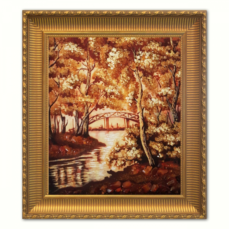 Пейзаж - Міст в парку з бурштину