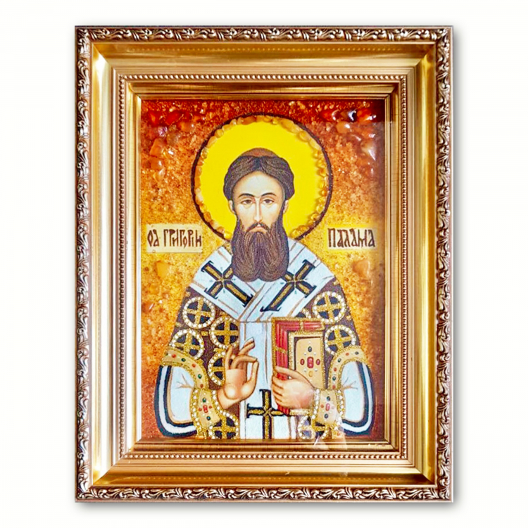 Ікона Григорій Палама Солунський  з бурштину