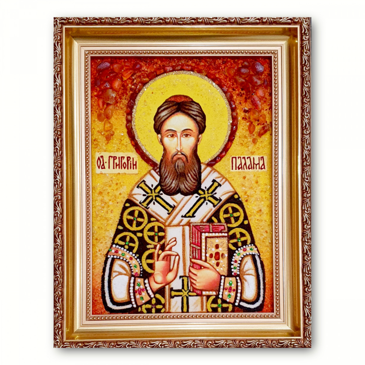 Ікона Григорій Палама Солунський  з бурштину