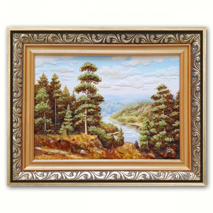 Пейзаж - Сосновий ліс на пагорбі з бурштину