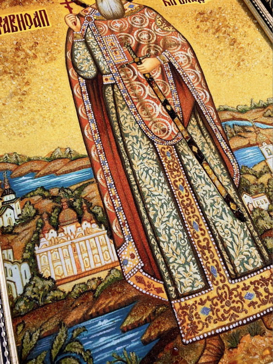 Ікона Благовірний Володимир з бурштину