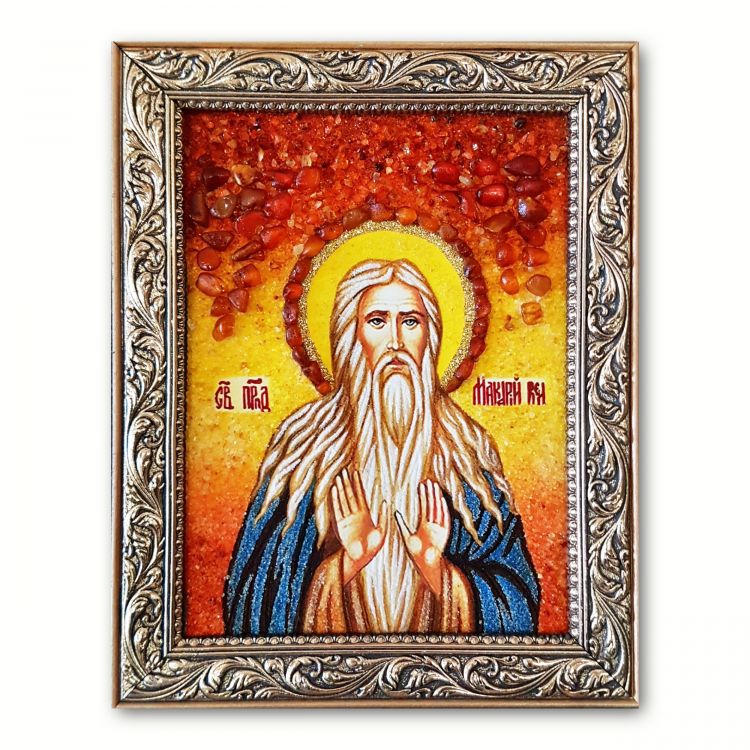 Ікона Макарій Великий з бурштину