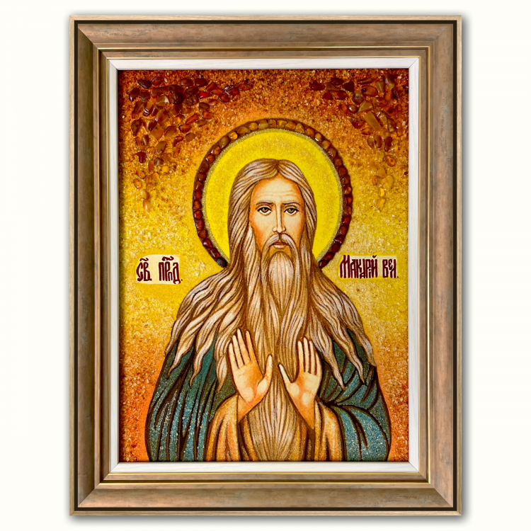 Ікона Макарій Великий з бурштину