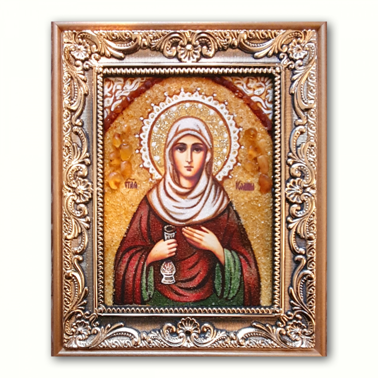 Ікона Свята Іоанна Мироносиця з бурштину