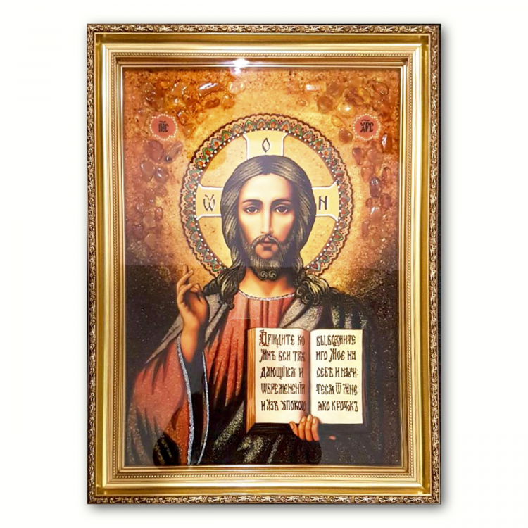 Ікона Спаситель (Казанська) з бурштину