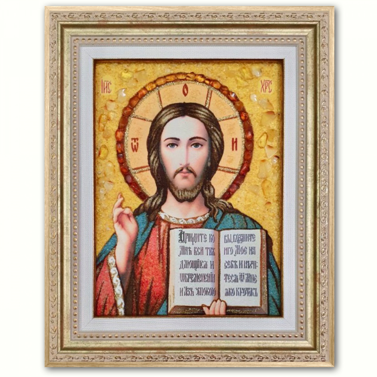 Ікона Спаситель (Казанська) з бурштину