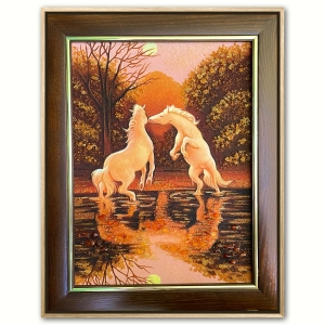 Картина Два Білі Коня біля Водопою