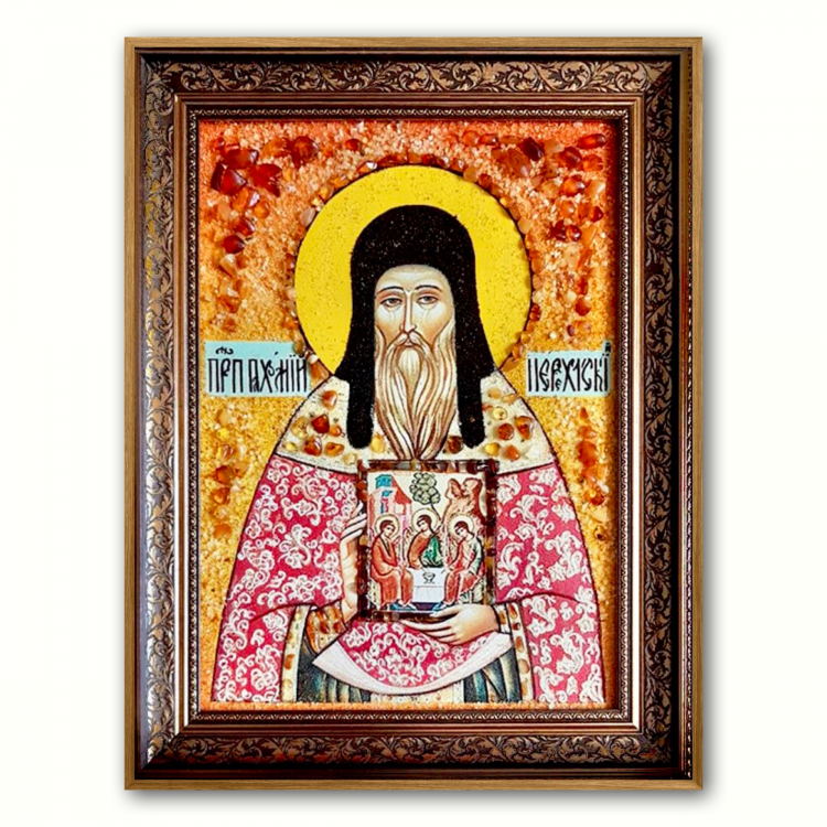 Ікона Пахомій Нерехтський з бурштину