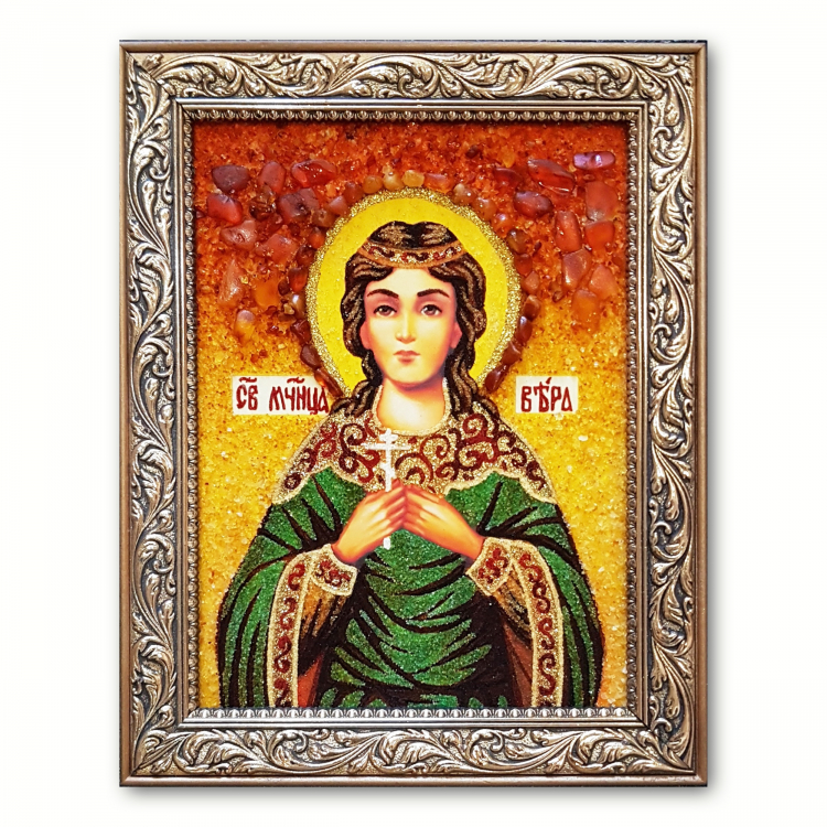 Ікона святої Віри з бурштину