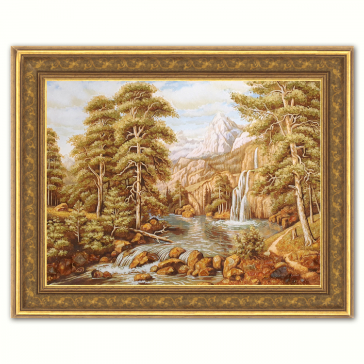 Пейзаж - Водоспад у горах з бурштину