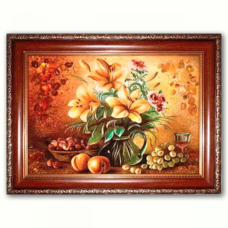 Картина Лілії у вазі з бурштину