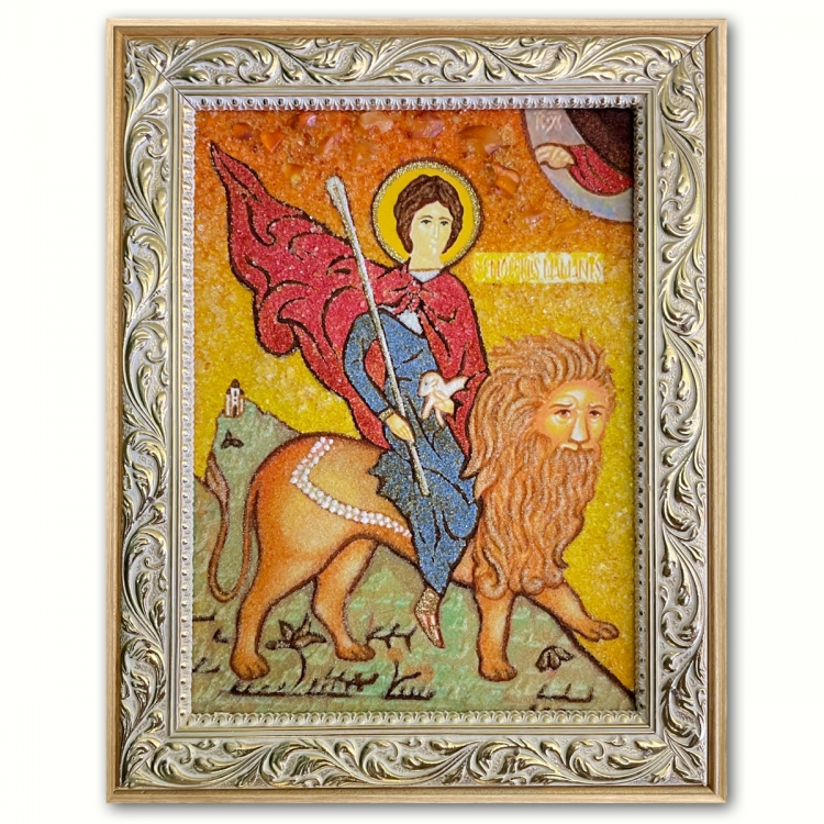 Ікона Мученик Мамант з бурштину