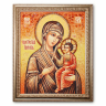 Ікона Іверська Матір Божа з бурштину