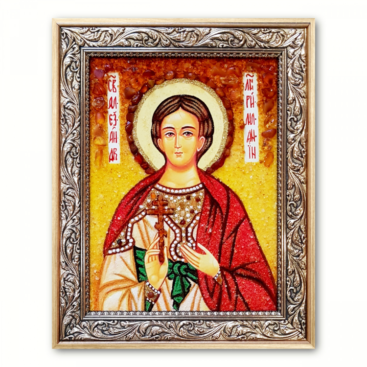 Ікона Святий Мученик Олександр Римлянин з бурштину