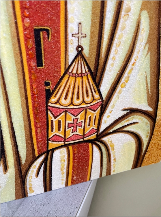 Ікона Роман Кесарійський з бурштину