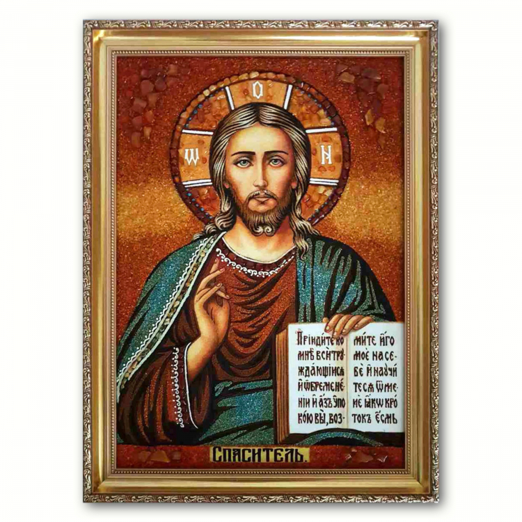 Ікона Казанський спаситель з бурштину