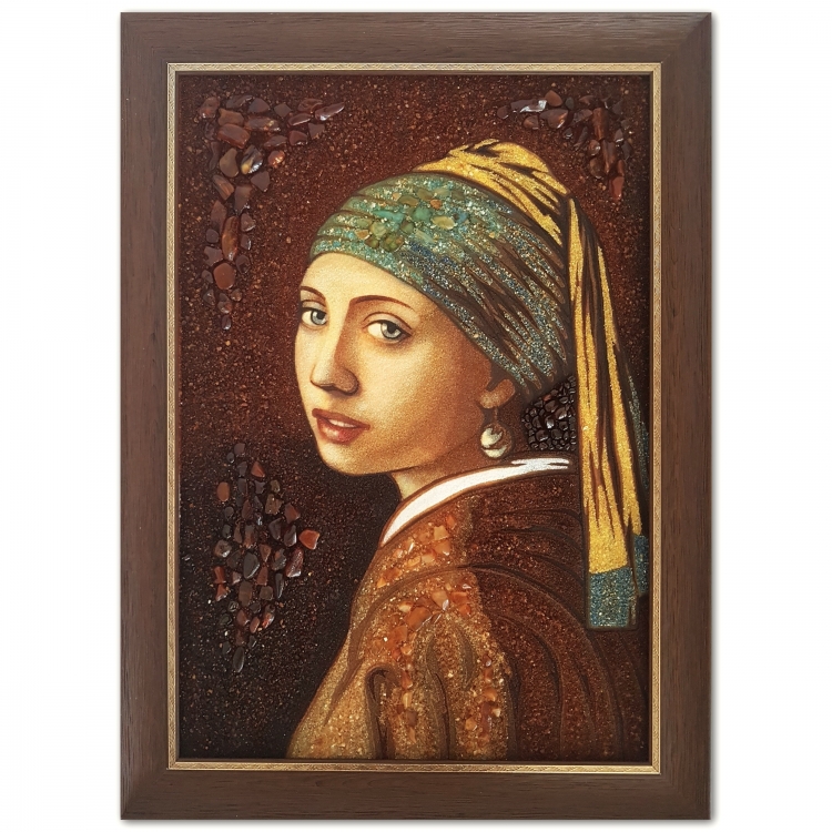 Картина Дівчина з перловим сережкою (Ян Вермеєр) з бурштину