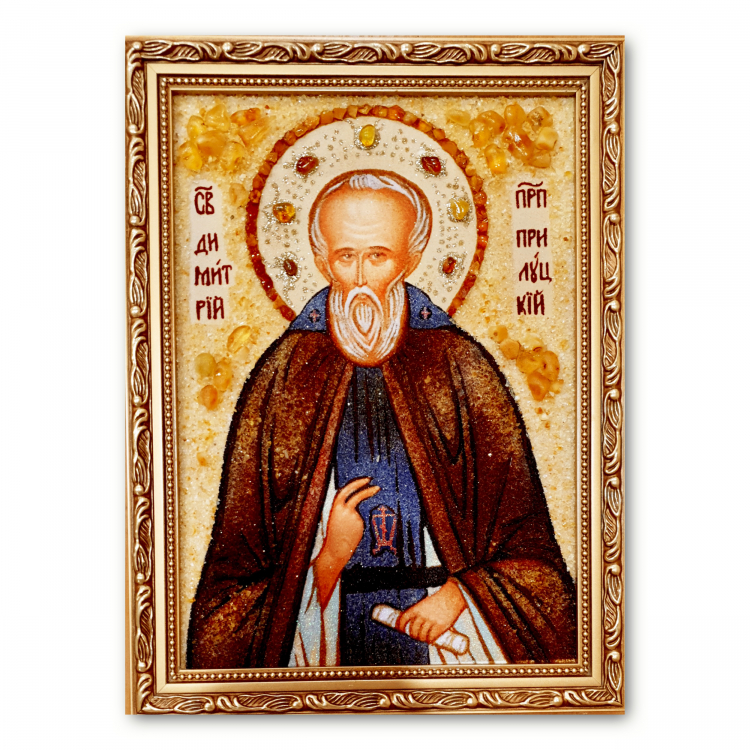 Ікона Дмитро Прилуцький з бурштину