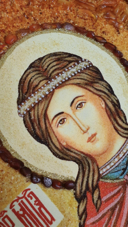 Ікона Свята мучениця Юлія (Іулія) з бурштину