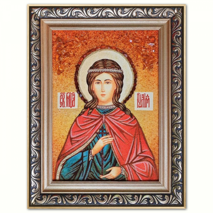 Ікона Свята мучениця Юлія (Іулія) з бурштину