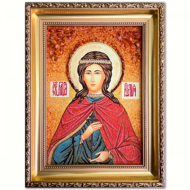 Ікона Свята мучениця Юлія (Іулія) з бурштину