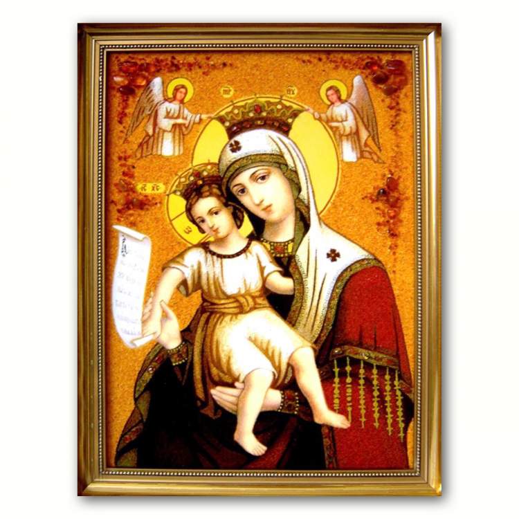 Ікона Достойно є з бурштину