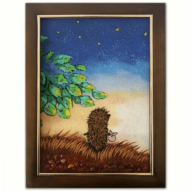 Картина Їжачок та зоряне небо з бурштину