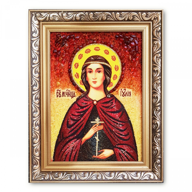 Ікона Свята мучениця Юлія з бурштину