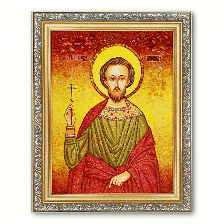 Ікона Леонід Єгипетський мученик з бурштину