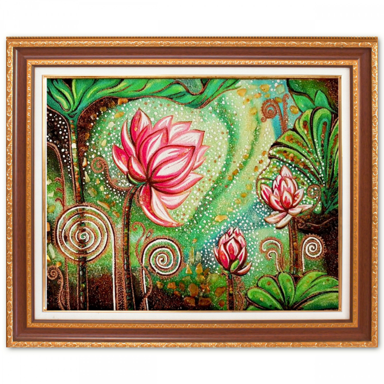 Картина Казковий лотос з бурштину