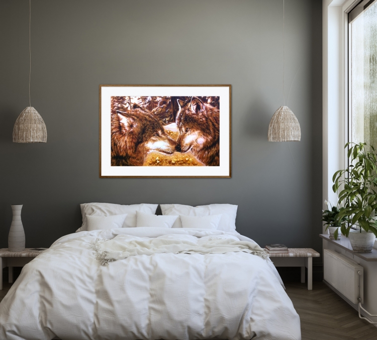 Картина Вовки труться носами з бурштину